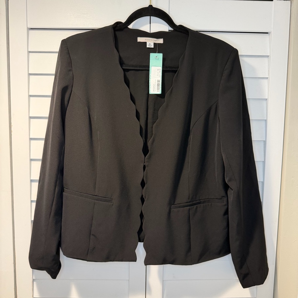 Women’s‎ Career Blazer Scalloped Open Front Office Work Jacket Size XL